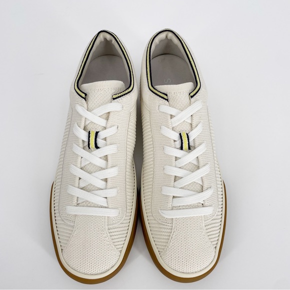 Rothy’s Lace Up Sneaker in Vanilla Cream Off White Neutral Knit Trainers Shoes - Picture 2 of 6
